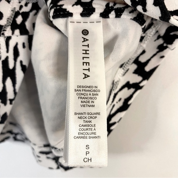 Athleta Shanti Square Neck Crop Tank Animal Print Black White S Activewear - Picture 10 of 11